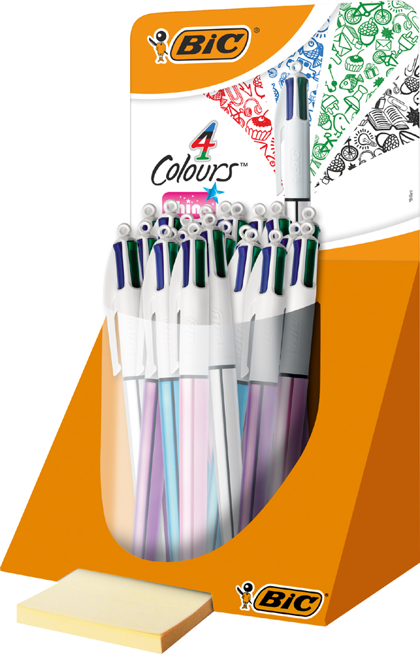 Stylo à bille rétractable 4 Colours Shine, présentoir de 20 (assorti)