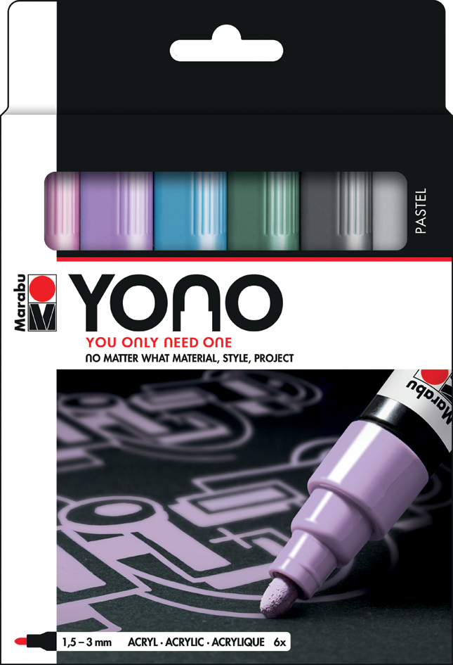 Marabu Feutre acrylique 'YONO', 1,5-3,0 mm, set de 6 PASTEL