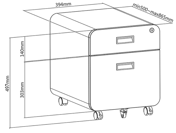 Caisson mobile, dimensions