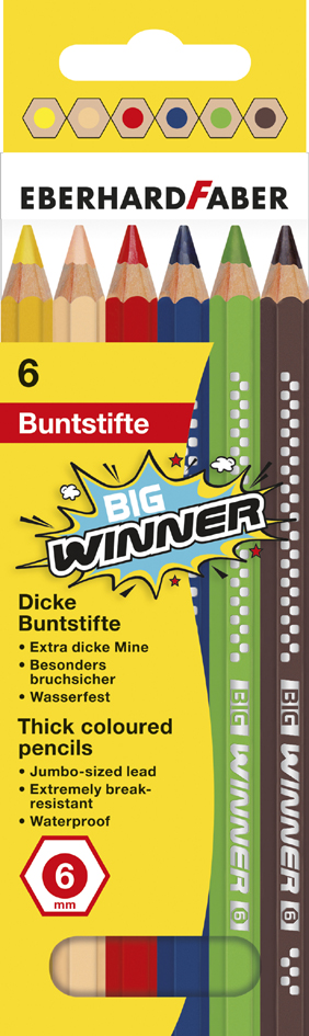 EBERHARD FABER Crayon de couleur BIG WINNER, étui de 6
