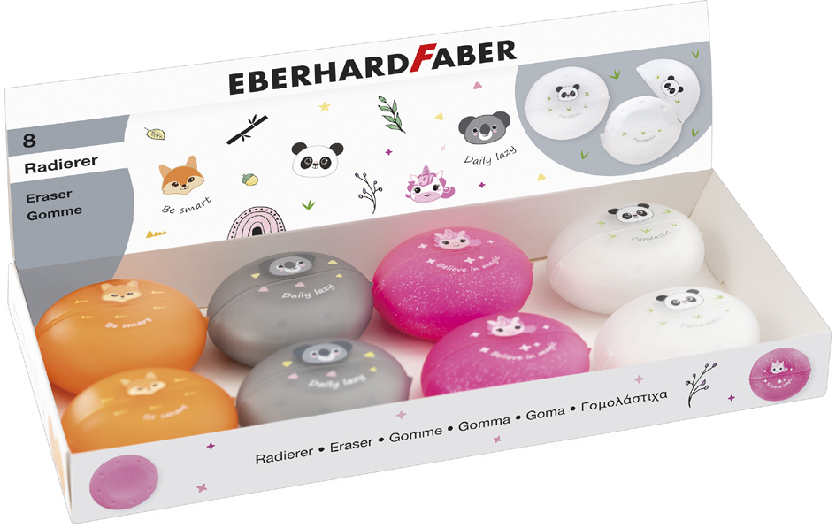 EBERHARD FABER Gomme en plastique Animal, présentoir de 8