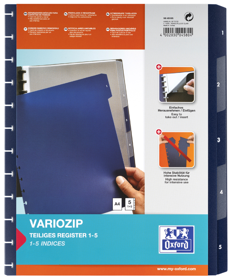Intercalaires numériques manageMe! vario-zipp, emballage