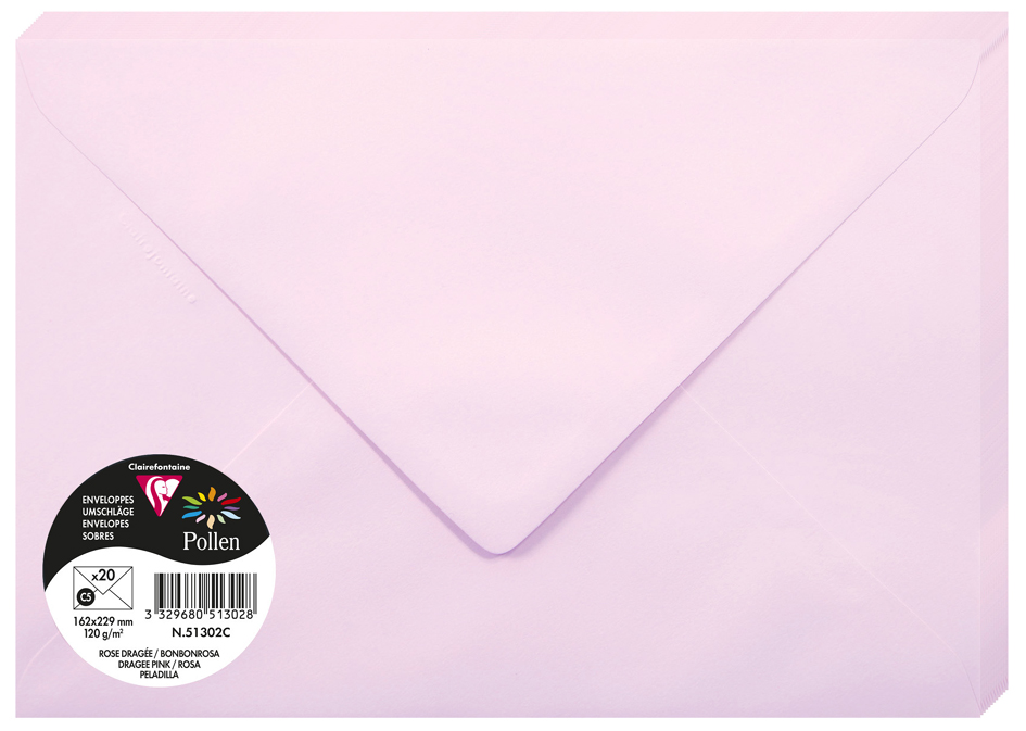 Pollen by Clairefontaine Enveloppes C5, rose dragée
