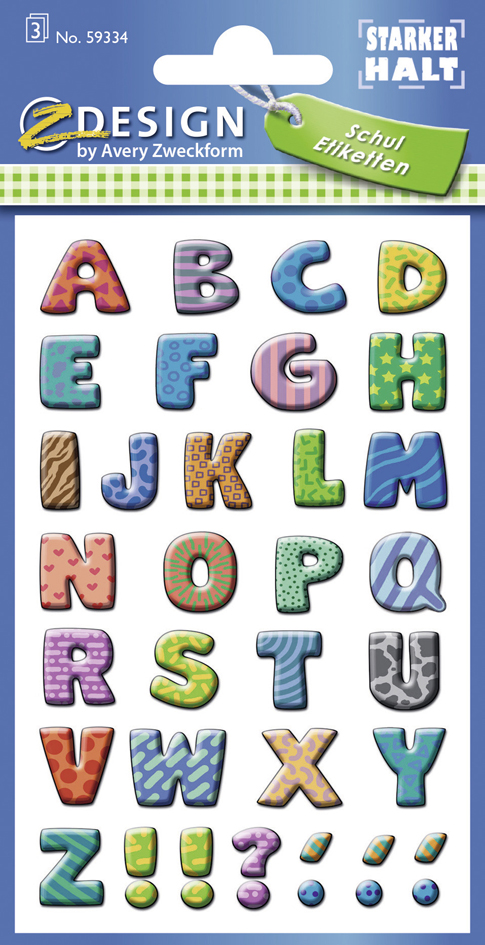 ZDesign SCHOOL Sticker de lettres, lettres: A-Z, coloré