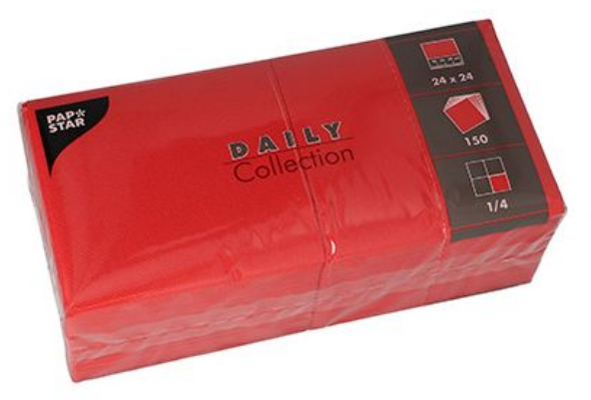 PAPSTAR Serviette cocktail, 240 x 240 mm, 3 couches, rouge