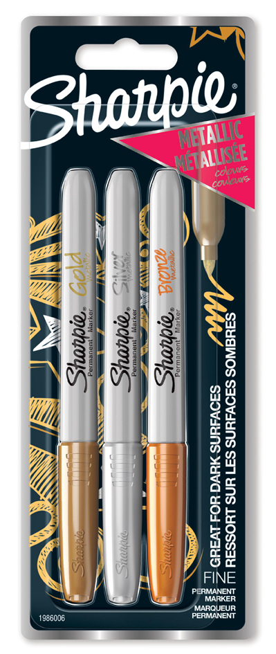Sharpie Marqueur permanent métallisé, carte blister de 3