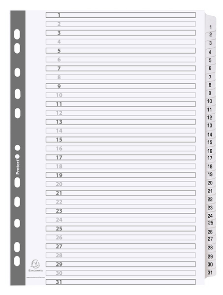 EXACOMPTA Intercalaires en carton 1-31, A4, 31 touches