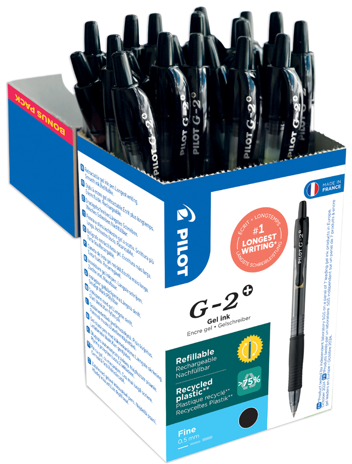 Stylo roller à encre gel G-2+ 05 - VALUE PACK, noir, contenu