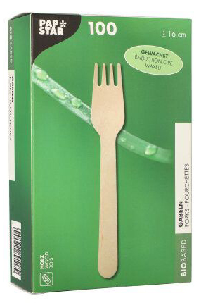 PAPSTAR Fourchette en bois 'pure', cirée, longueur: 160 mm