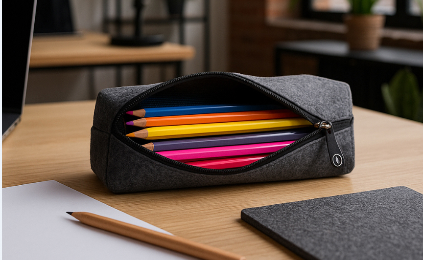 STOP Trousse, feutre RPET, gris foncé