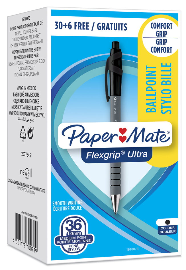 Stylo à bille FlexGrip Ultra, noir - Value pack