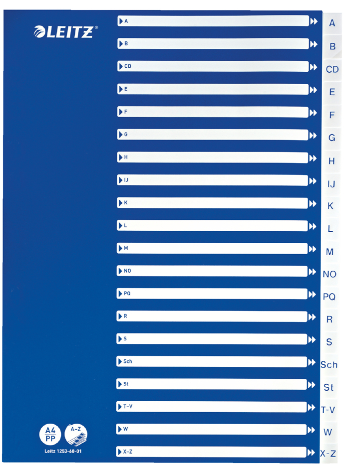 LEITZ Intercalaires en plastique, A-Z, A4, 21 touches, PP