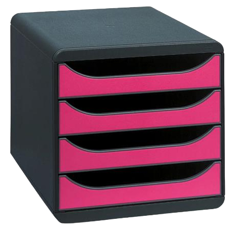 EXACOMPTA Module de classement BIG-BOX, 4 tiroirs, framboise