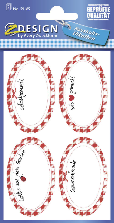 AVERY Zweckform Z-Design Etiquettes pour ménage 'Obst' Sebstgemacht 76 x 120 mm 15 Etiketten 3 Blatt
