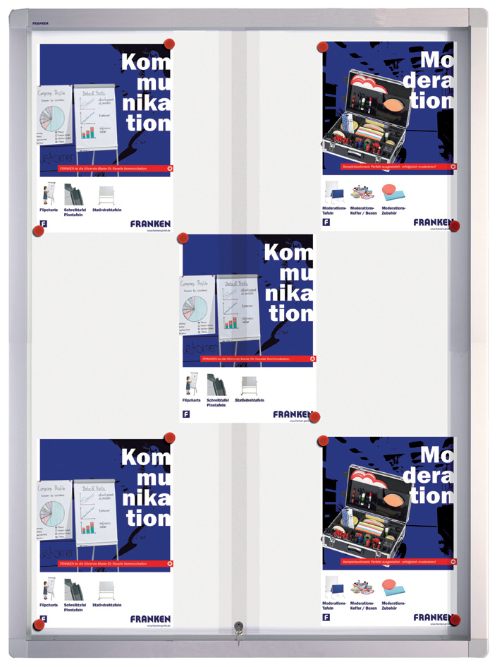 FRANKEN Vitrine d'affichage PRO pour 12x A4, dos en métal