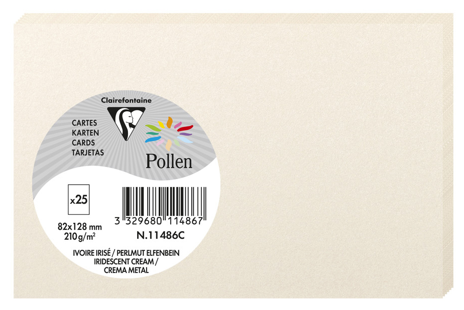 Pollen by Clairefontaine Carte 82 x 128 mm, ivoire irisé
