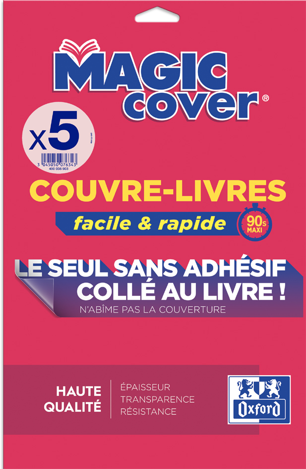Oxford Couvre-livres 'Magic Cover', contenu: 5 feuilles