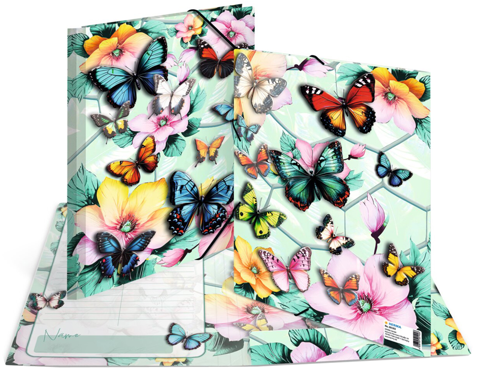 HERMA Chemise à élastique 'Papillons', carton, A4
