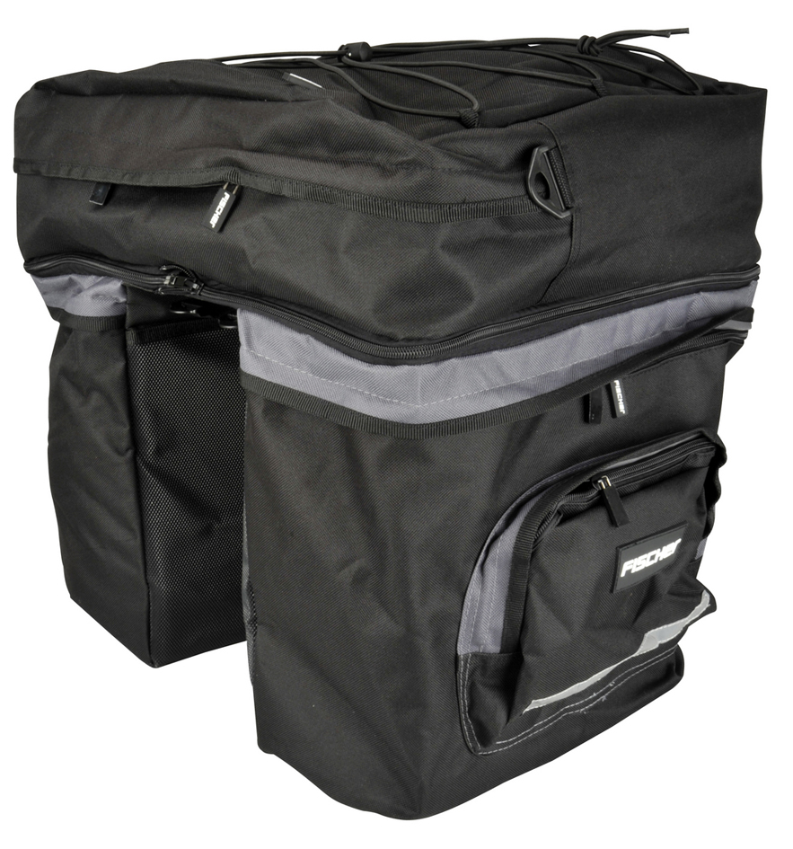 FISCHER Sacoche pour porte-bages de vélo, 3 sacs, noir