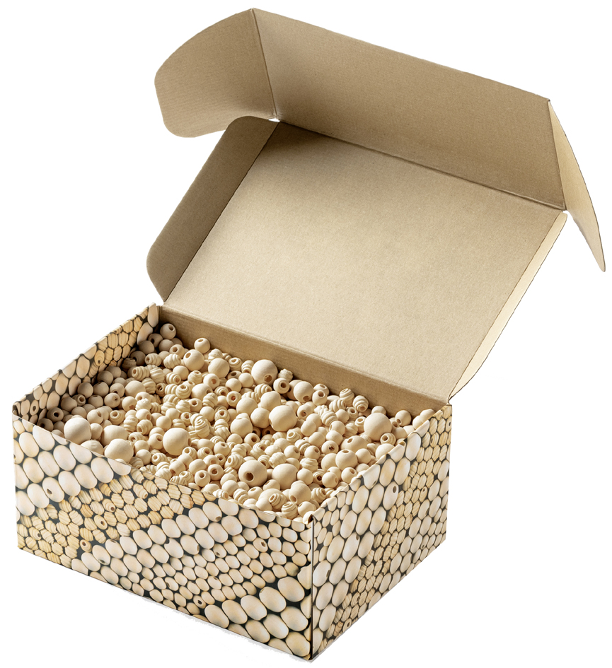 Mélange de perles en bois NAURAL Jumbobox, ouvert
