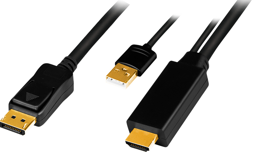 Visuel de référence : Câble de raccordement, fiche mâle HDMI-7 + USB-A - fiche mâle DisplayPort
