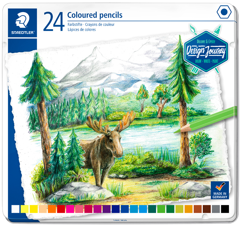 STAEDTLER Crayon couleur Design Journey, étui métal de 24