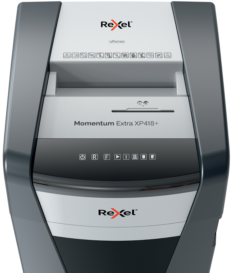 Destructeur de documents Momentum Extra XP418+ / XP512+, vue d'en haut