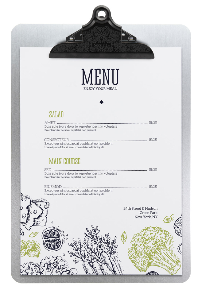 Visuel de référence : utilisation comme planchette à menu