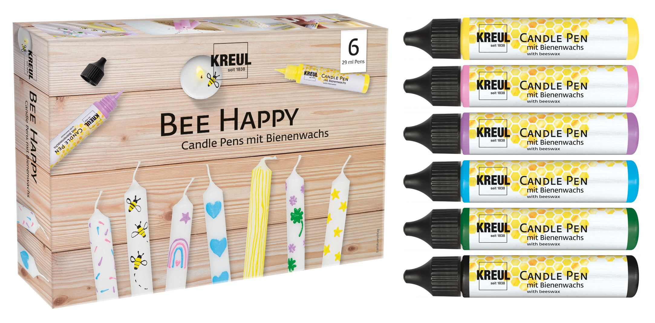 KREUL Candle Pen 'Bee Happy', set de 6