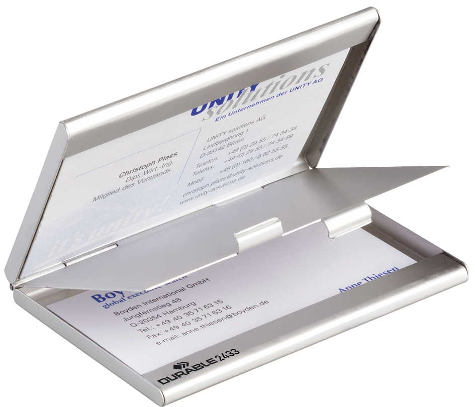 Etui pour cartes de visite BUSINESS CARD BOX DUO, ouvert