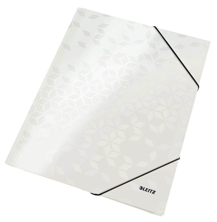 LEITZ Chemise à élastique WOW, A4, carton, blanc perle