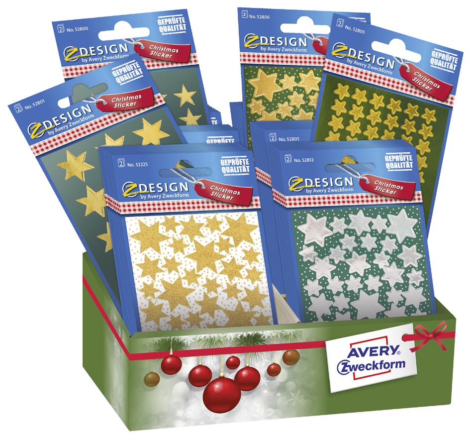AVERY Zweckform ZDesign Sticker de Noël 'Etoile', présentoir