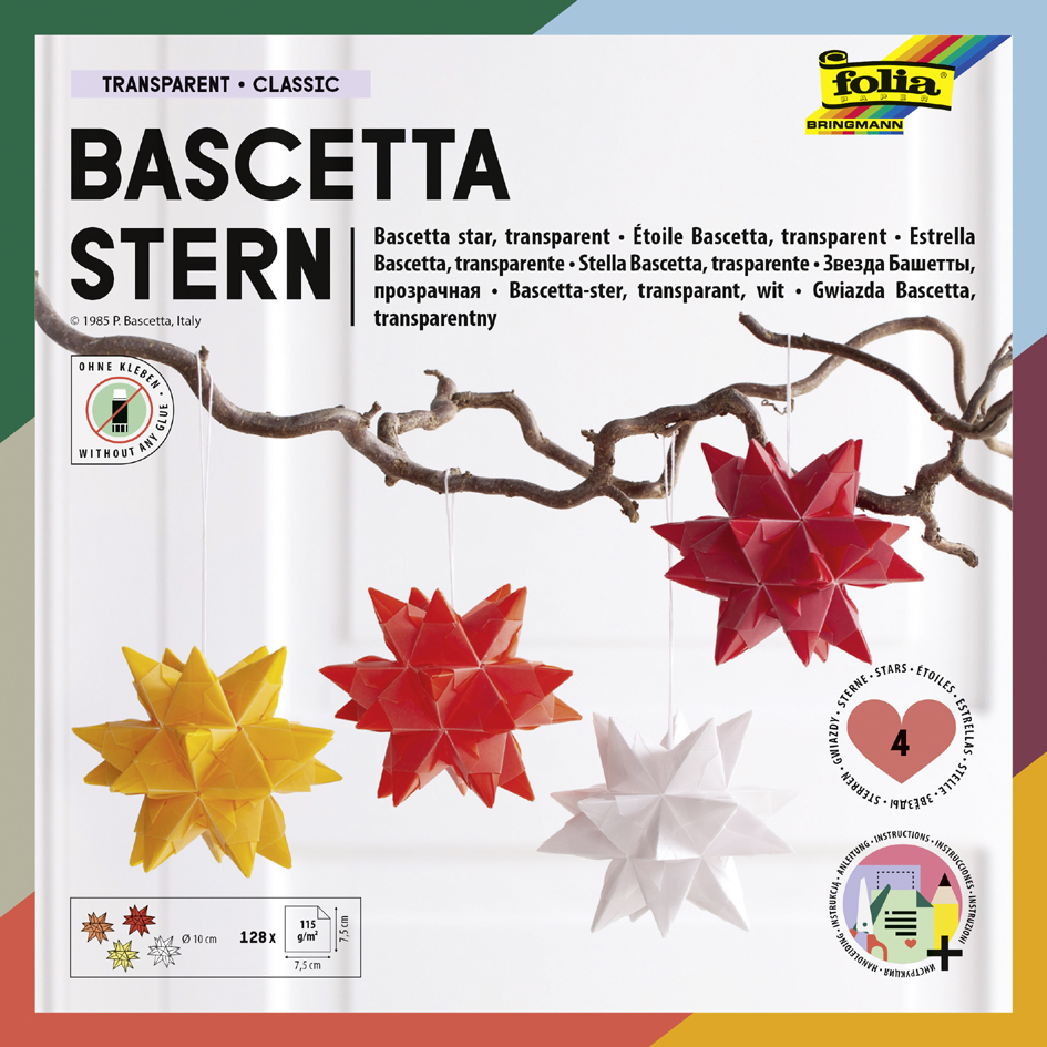 folia Feuilles de papier pliables étoile Bascetta, 75 x 75mm