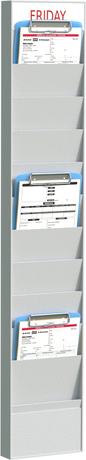 PAPERFLOW Planificateur de bureau mural, 10 casiers, gris