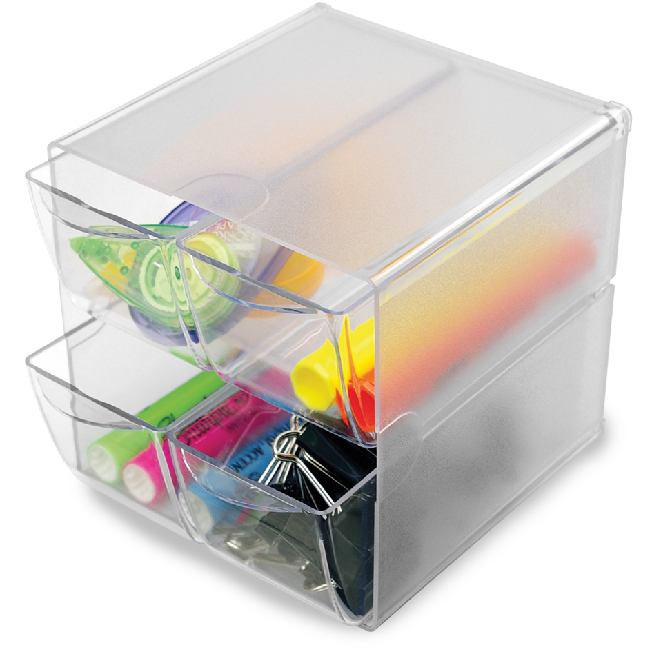 deflecto Boîte de rangement Cube, 4 tiroirs, cristal