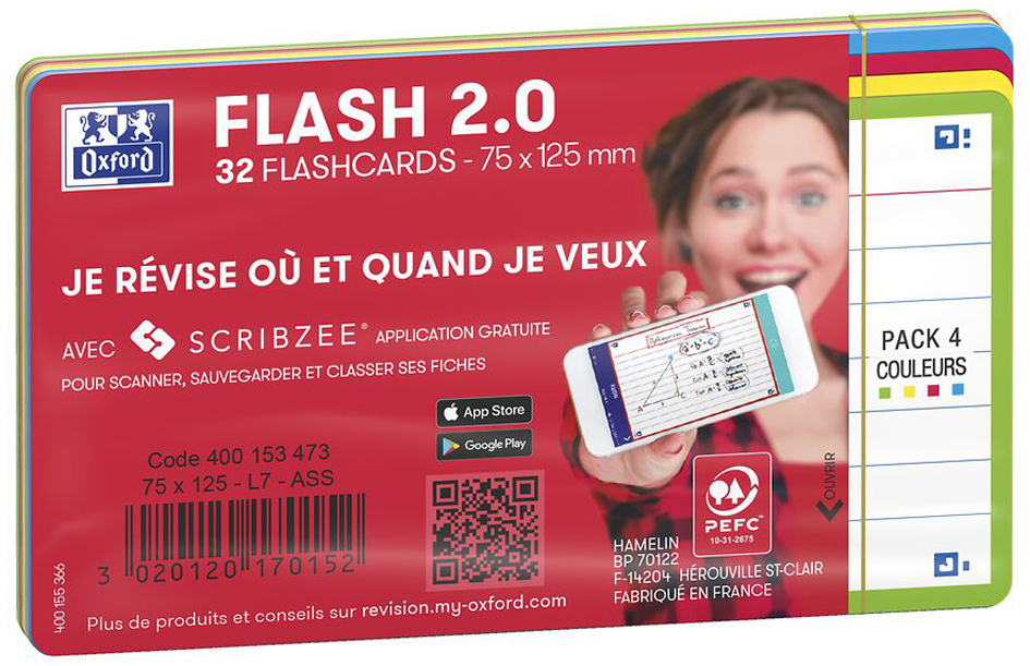 Fiches bristol FLASH 2.0, bord de couleur
