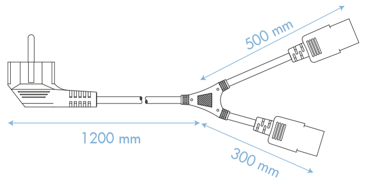 LogiLink Câble d'alimentation Y, 1 guide contact - 2 fiches