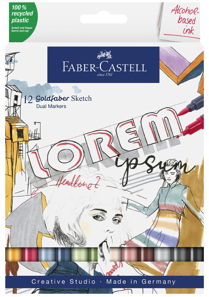 FABER-CASTELL Marqueur Sketch GOLDFABER, étui de 12