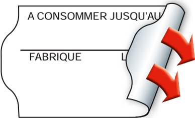 Etiquette pré-imprimée, 32 x 19 mm, "A consommer jusqu'au / fabriqué le ..."