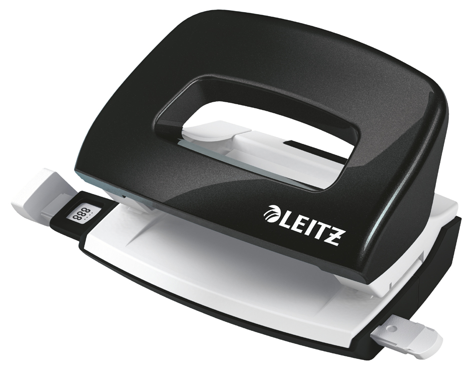 LEITZ Mini perforateur Nexxt 5060, en carton, noir métallisé