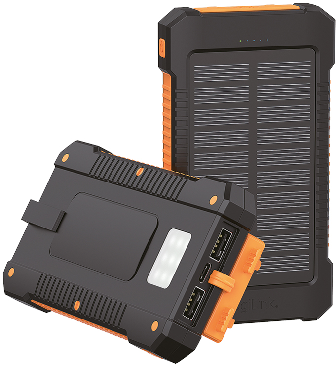 LogiLink Powerbank solaire, 6.000 mAh, noir/orange