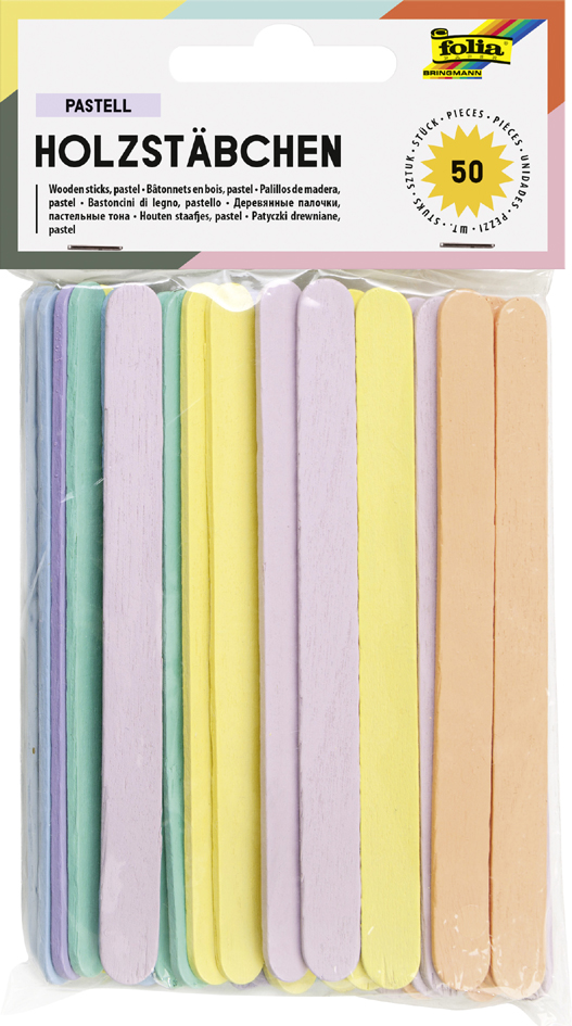 folia Bâtonnets en bois 'Pastel', longueur : 114 mm, pastel
