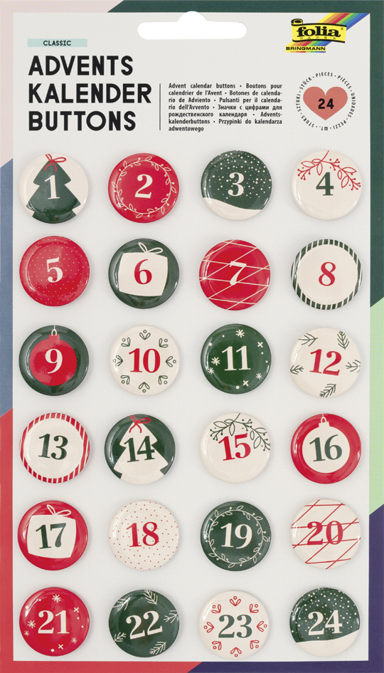 folia 'Buttons' pour calendrier de l'Avent, en tôle