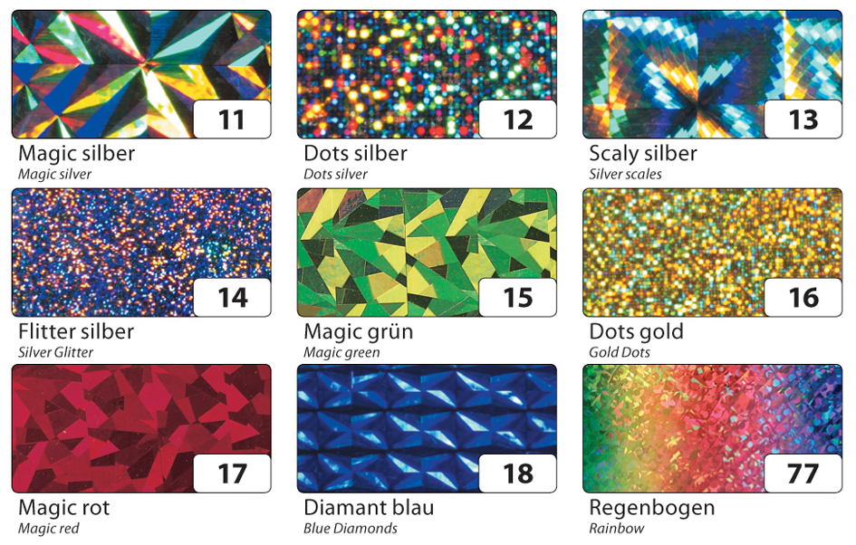 Feuilles holographique autocolante
