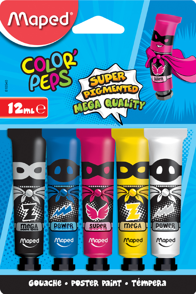 Maped Gouache COLOR'PEPS, dans tube, blister de 5