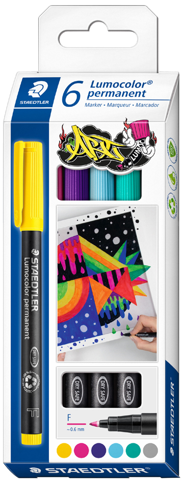 STAEDTLER Marqueur permanent 318F Lumocolor, étui de 6