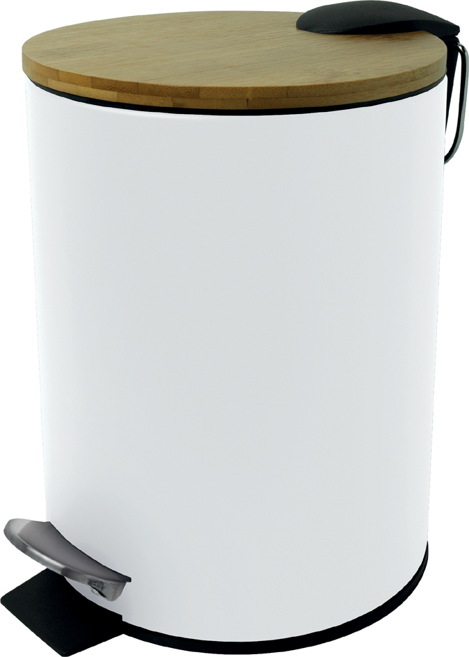 helit Poubelle à pédale 'the bamboo', 3 litres, blanc