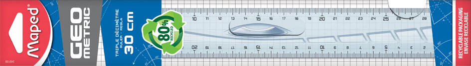 Règle plate Geometric, 300 mm, dans un étui de protection
