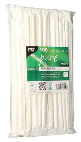 PAPSTAR Paille en papier 'pure', 200 mm, blanc