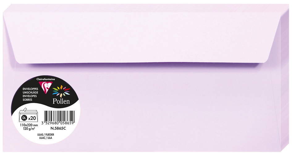 Pollen by Clairefontaine Enveloppes DL, lilas